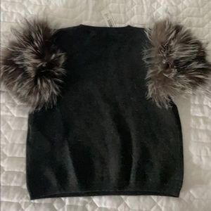 Alice + Oliva crop top with fur sleeves
